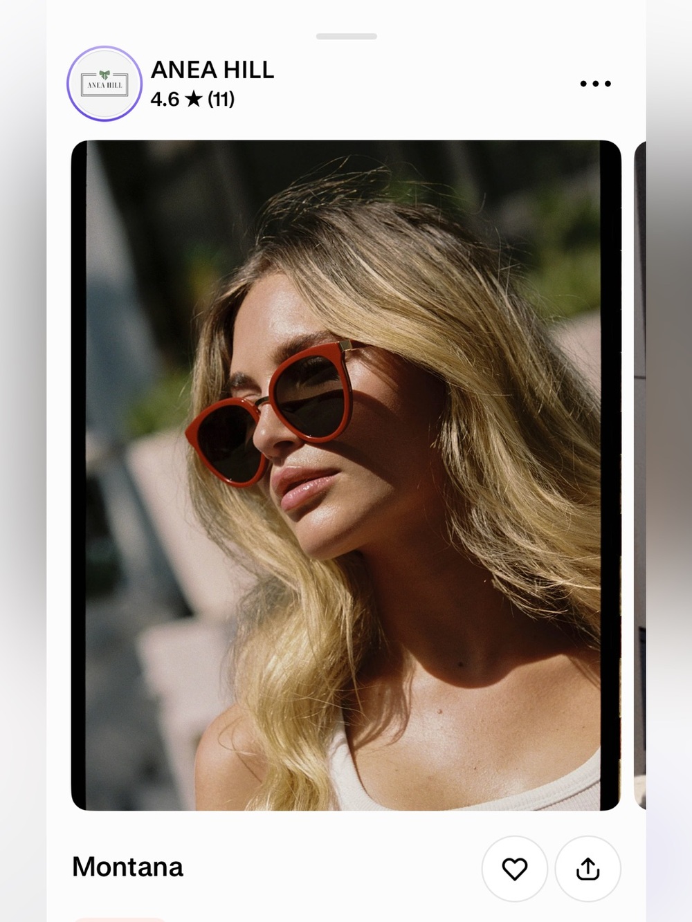 Anea Hill Montana Red Women's Polarized Sunglasses - Classic Cat-Eye Style NWB